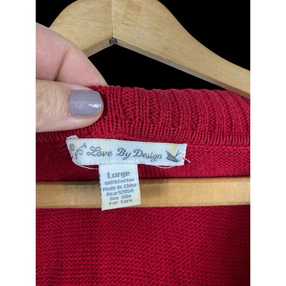 Y2K Knit Sweater Top Long Tunic Bodycon Wiggle Cowl Neck Red Preppy Size Large - Picture 9 of 13